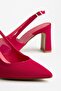 Plus Size Women's Heeled Shoes Fuchsia Satin Flat Heel Side Transparent - 2