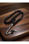 Natural Murano Glass Handcrafted Sphere Cut Black Color 9/10 mm Prayer Beads - 2
