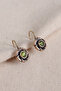 Purple Cat's Eye Stone Flower Figured Authentic Earrings