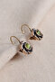 Purple Cat's Eye Stone Flower Figured Authentic Earrings - 2