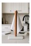 Wooden Paper Towel Holder with Natural Marble Base - Modern Kitchen and Tabletop Accessory - 4