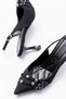 Gold Premium Black Pointed Toe Buckled Women's Heeled Shoes - Stiletto Heel U Stylish Slingback Stiletto - 2