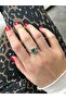 Silver Color Turquoise Double Rectangular Ring - 2