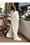 Pleated Baggy Linen Trousers White - 3