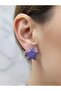 Purple Marble Patterned Big Star Model Steel Earrings - 2
