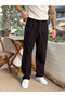 Pleated Baggy Linen Trousers Black - 5
