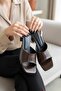 Tigra Brown Wrinkled Patent Leather (4 cm Heel Length) Square Toe Heels Slipper Shoes - 3