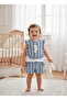 Striped Woven Piece Blue Baby Girl Set - 2