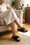 Cork Mounted Sole Single Buckled Women's Slipper