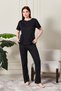 Women's 100% Cotton Lu Corded Fabric Pajama Set - Short Sleeve Ribbed Soft-Textured Loungewear