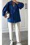 Thin Trench Fabric S Cobalt Colors Balloon Sleeves Oversize Jacket