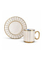 Gold Detailed 6-Piece Porcelain Coffee Cup Set - Gold Handle & Rim, Striped Designs, 6X90 ml - 6