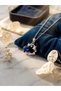 Silver Color Steel Necklace with Crystal Blue Star Detail - 2