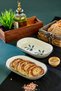 Zeytin Patterned Ceramic Oval Breakfast and Presentation Plate - Set of 2 - Stylish Snack Plate with Olive Decoration - 4