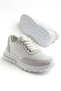 Genuine Leather Women's Casual Sports Shoes White Faylon Sole Tied - 3