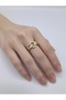 Gold Color Zircon Stone Double Ring Buckle Design Adjustable Ring-Steel Does Not Tarnish - 2