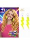 80S 90S &amp; # 39;Lar Retro Neon Yellow Lightning Earrings 10 cm