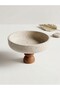 Natural Travertine Wooden Leg Bowl 25X5 cm Chintika Model Presentation Bowl Decorative Bowl - 8