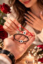 Red Black String Cord Fate Bond Couple Bracelet Heart B Beaded Lover Bracelet - 4