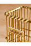 Gold Square Metal Utensil Holder with Wood Base - 3