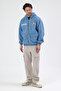Men's Hooded Oversized Denim Jacket – Modern Street Style - Casual Use Coat - Light Blue - 5