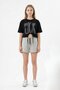 Cropped Printed T-Shirt with Side Stripes 100% Cotton Shorts Girls' Set - 3