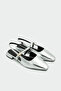 Noir Buckle Detail Women's Silver Ballet Flats - 2