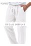 Mens Casual Linen Pants Loose Fit Straight-Legs Elastic Drawstring Waist Summer Beach Yoga Long Pant - 2