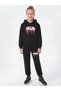 Kangaroo Pocket Hooded Follow Print Detailed Girls' Tracksuit Set