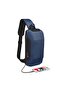 Anti-Theft Sling Crossbody Backpack for Men With USB Port, Reflective Details, Blue, 9223 - 5