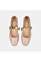 Women's Leather with Gold Accessories Mary Janes Leather Ballet Flats - 6