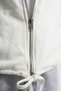 Young Girl's White Zippered Hooded - Skirt with Tie at Hem and Front Pocketed Top Wear Cardigan - 2