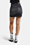 Women's Dark Smoked T2-2S6-1 Straight Shiny Stone Special Design Denim Skirt - 5