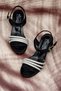 Girl's Black Glittery Children's Stone Heels Sandals - 3