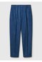 Women's Dark Blue 100% Cotton Pleated Detailed Slim Fit Pants - 2