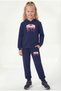 Kangaroo Pocket Hooded Follow Print Detailed Girls' Tracksuit Set - 4