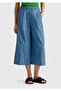 Women's Light Blue Cotton Blend Front Pocketed Curled Hem Short Pants