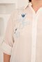 Embroidery Detailed Side Detail Slit Plus Size Shirt Ecru - 3