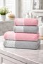 Milano 4-Piece Guipure Lace Towel Set 100% Cotton Certified Bath Towels Jacquard 50X90Cm 70X140Cm Pink Gray - 3
