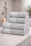 Milano 4-Piece Guipure Lace Towel Set 100% Cotton Certified Bath Towels Jacquard 50X90Cm, 70X140Cm - Gray - 2