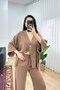 Modal Beli İp B Tie-Detail Kruvaz Brown Blouse Trouser Set - 4