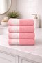 Milano 4-Piece Guipure Lace Towel Set 100% Cotton Certified Hand and Face Towels 50X90Cm - Pink - 2