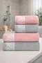 Milano 4-Piece Guipure Lace Towel Set 100% Cotton Certified Bath Towels Jacquard 50X90Cm 70X140Cm Pink Gray - 6