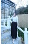 Lined Belt Piece Floral Print Tulle Skirt Black Hnt1007 - 4