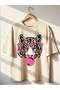 Women's Kaplan Printed Oversized Comfortable Daily Use Combed Cotton T-Shirt - 2