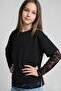 Boys & Girls Girls' Lace Sleeve Tshirt Black