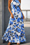 Women's Rope Strap Dress H Halter Neck D Patterned Long S Single Jersey - 3