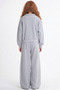 Girl's Gray Lace Collared Zipper Suit - 8