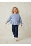 Flower Embroidered Knitwear Detailed Plaid Shirt and Jeans Girls' Set - 4