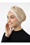 Special Design Beige Ethnic Motif Lined Ready-Made Turban Hijab Evening Dress Bonnet - 4